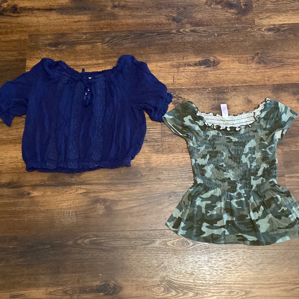 Justice Blouses Navy Size 12 and Camo Size 10